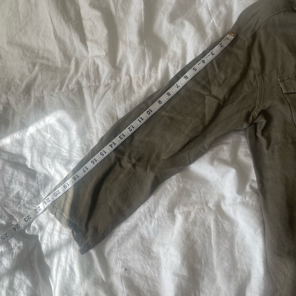 Vintage CHICOS DESIGN olive green linen peal button down shirt size 3 | XL - Picture 11 of 11